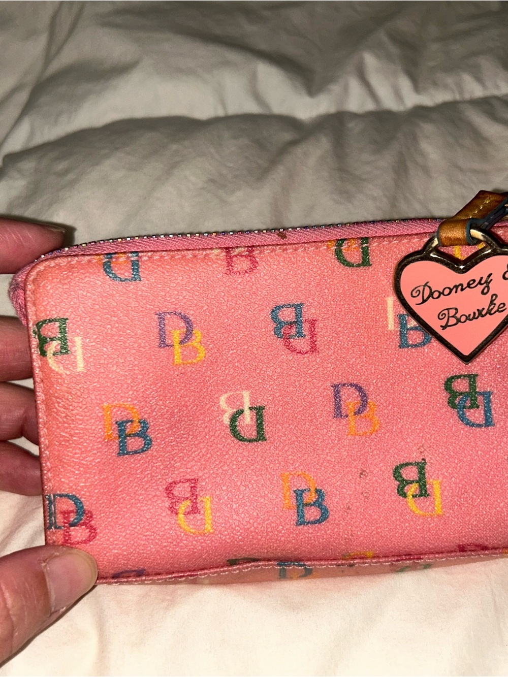 RARE VNTG Y2K Dooney & Bourke Pink Multicolor monogram zip pouch